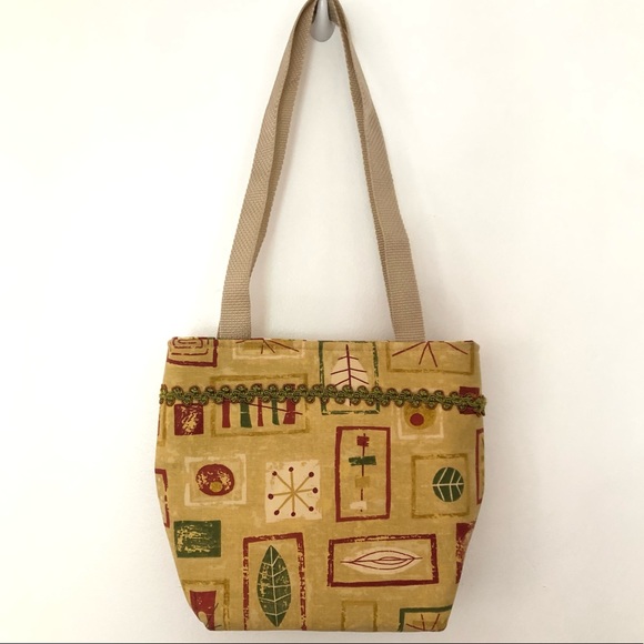 Tan Green and Red y2k Print Shoulder Bag Purse - Picture 1 of 4